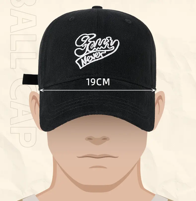 Men's Black Cotton Baseball Cap with "Glowy Never" Design — feature 17