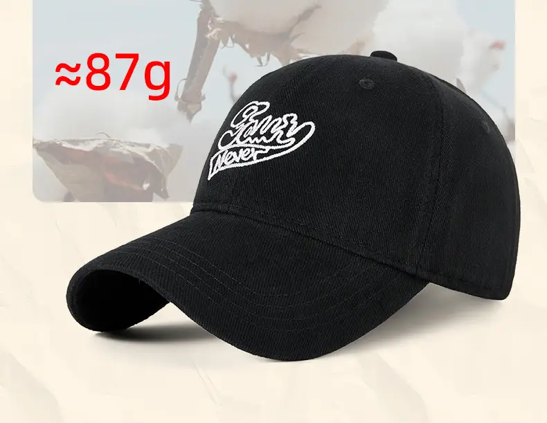 Men's Black Cotton Baseball Cap with "Glowy Never" Design — feature 25