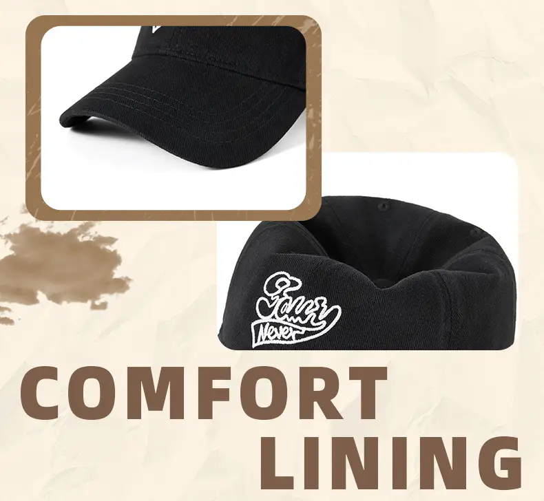Men's Black Cotton Baseball Cap with "Glowy Never" Design — feature 26