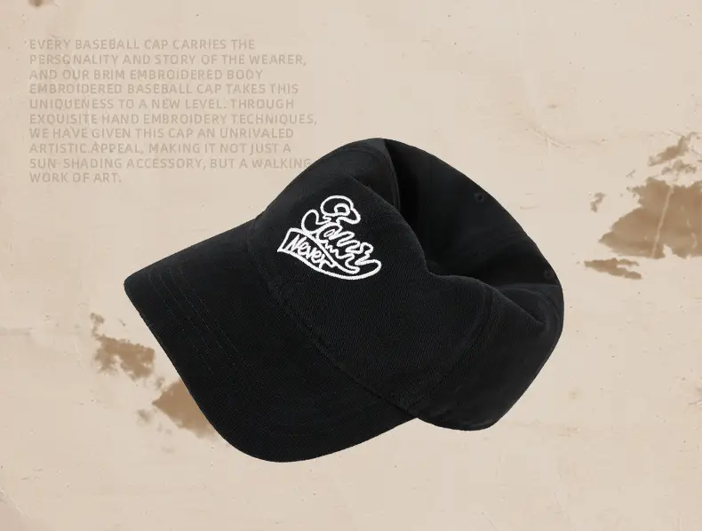 Men's Black Cotton Baseball Cap with "Glowy Never" Design — feature 9