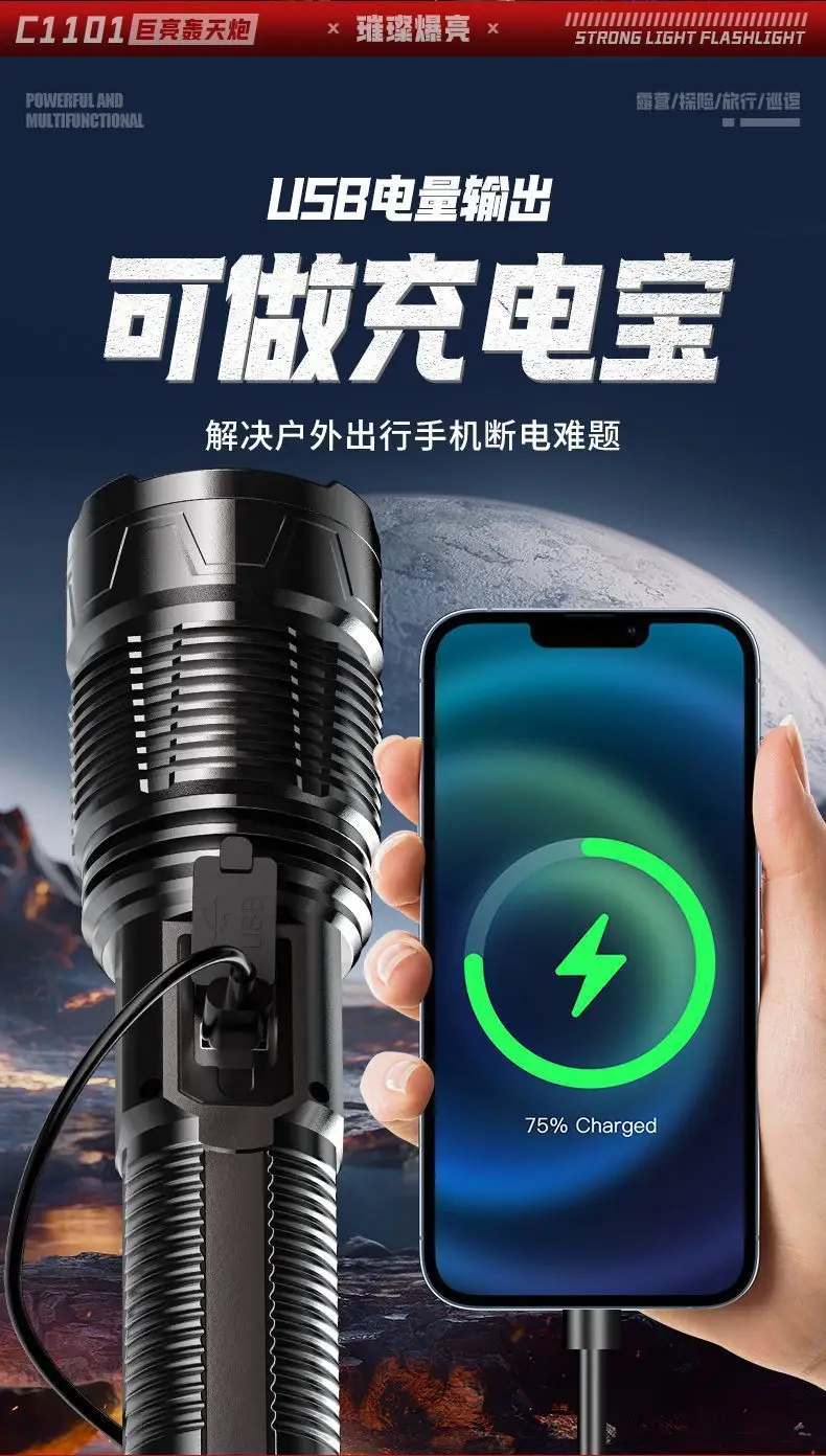 Rechargeable Flashlight with Strong Light & Ultra-Bright Design — feature 12