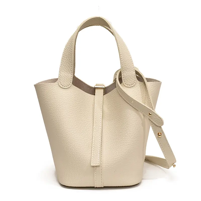 Stylish Brown Leather Handbag with Logo Print