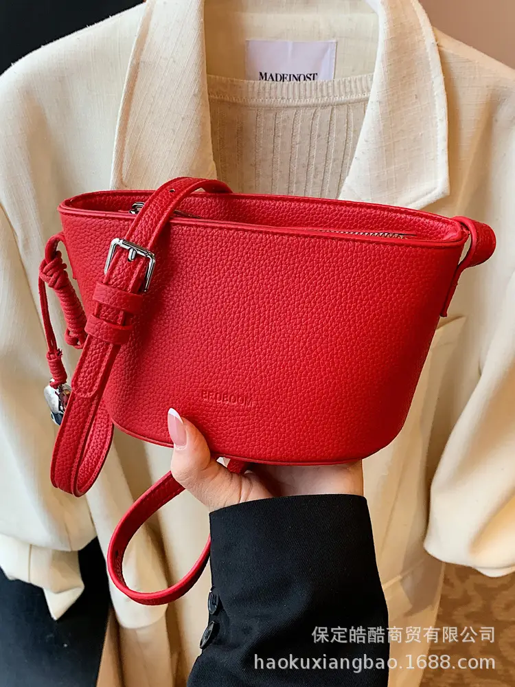 Red Korean Style Shoulder Crossbody Bag for Women