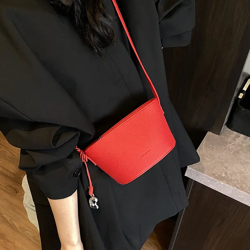Red Korean Style Shoulder Crossbody Bag for Women
