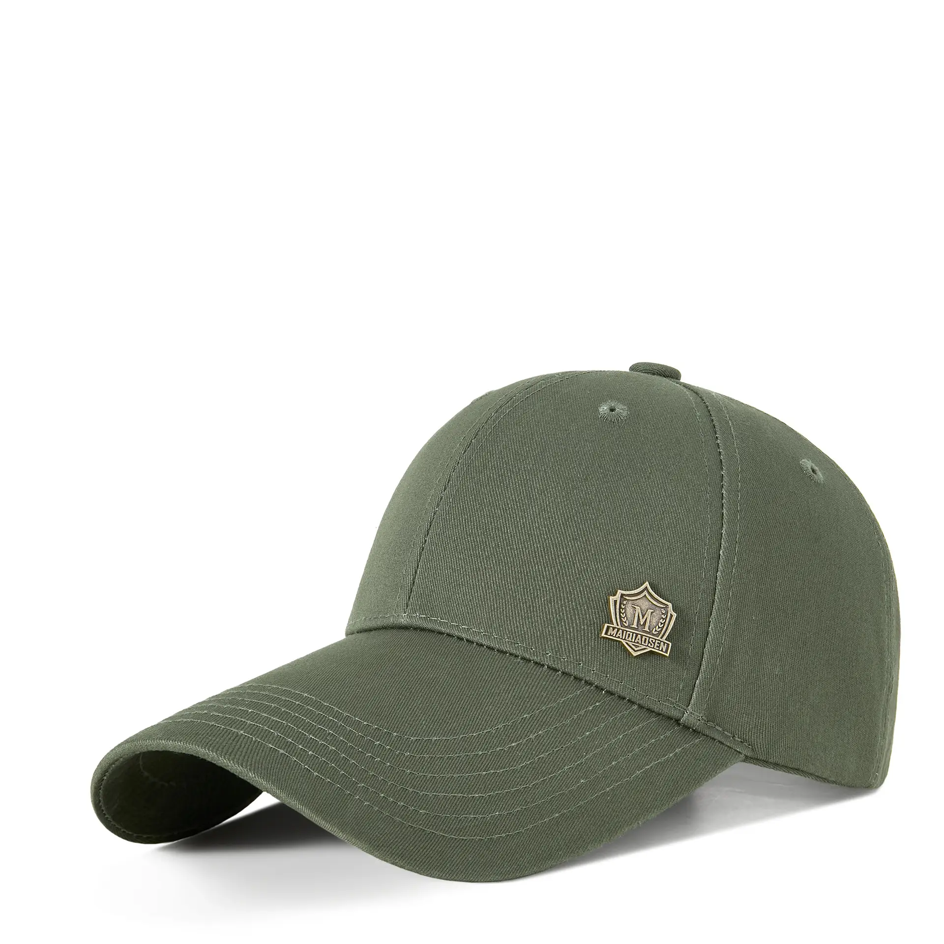 Men's Olive Green Baseball Cap with Badge Embroidery 11cm - Image 6