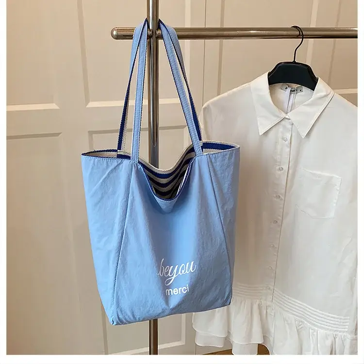 Women Red White Striped Canvas Tote Bag Large Capacity — feature 30