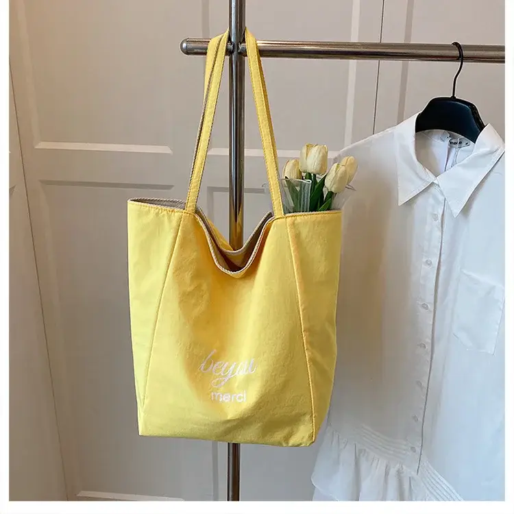 Women Red White Striped Canvas Tote Bag Large Capacity — feature 44