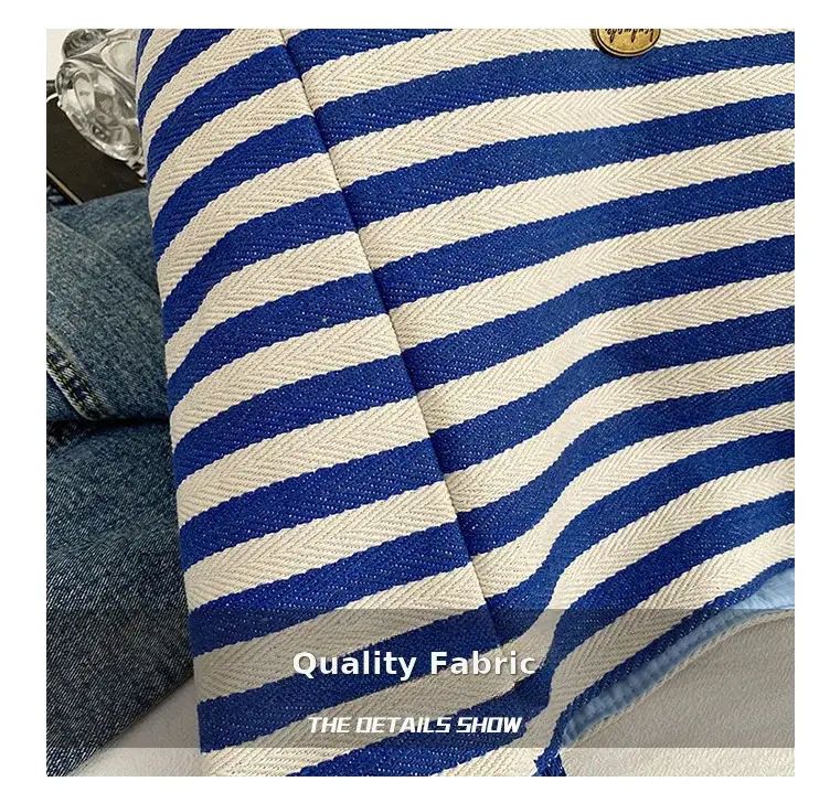 Women Red White Striped Canvas Tote Bag Large Capacity — feature 6