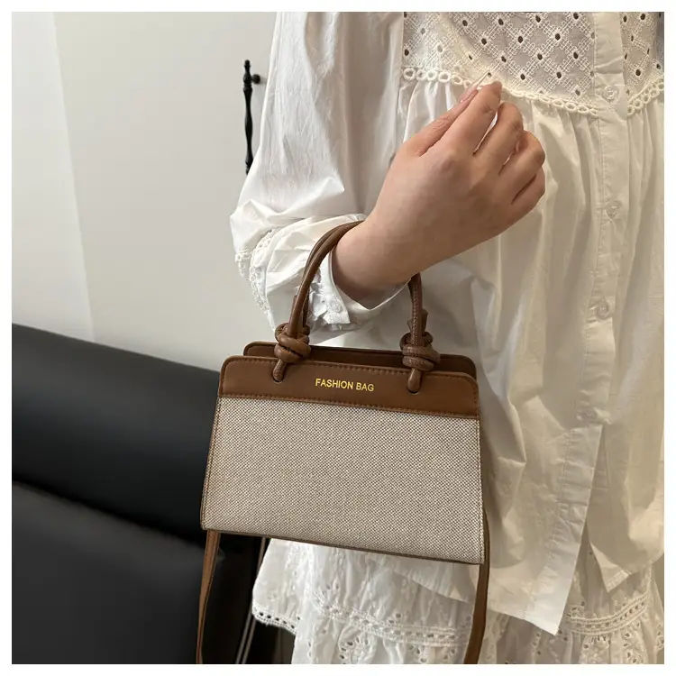 Retro Textured Handbag Women Brown Beige Large Capacity — feature 12