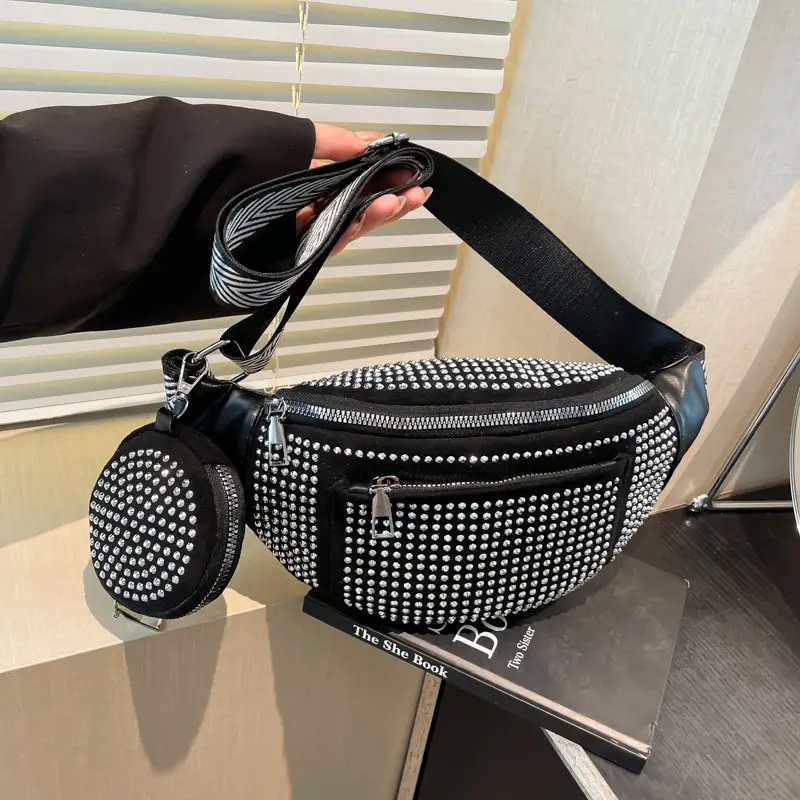 Women's Bright Diamond Crossbody Bag with Wide Strap - Image 3