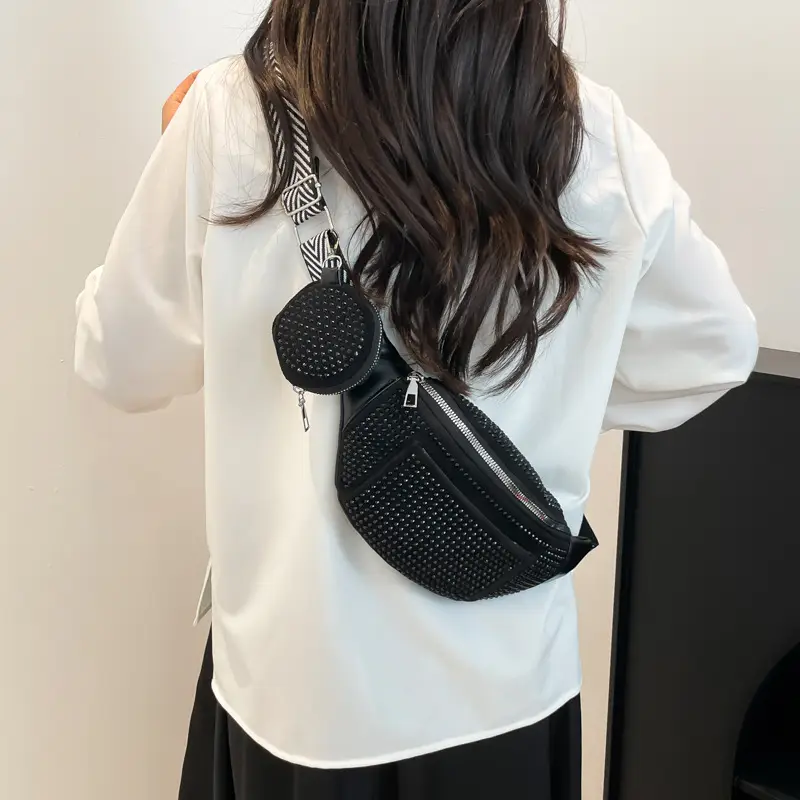Women's Bright Diamond Crossbody Bag with Wide Strap - Image 4