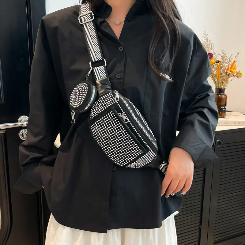 Women's Bright Diamond Crossbody Bag with Wide Strap - Image 5
