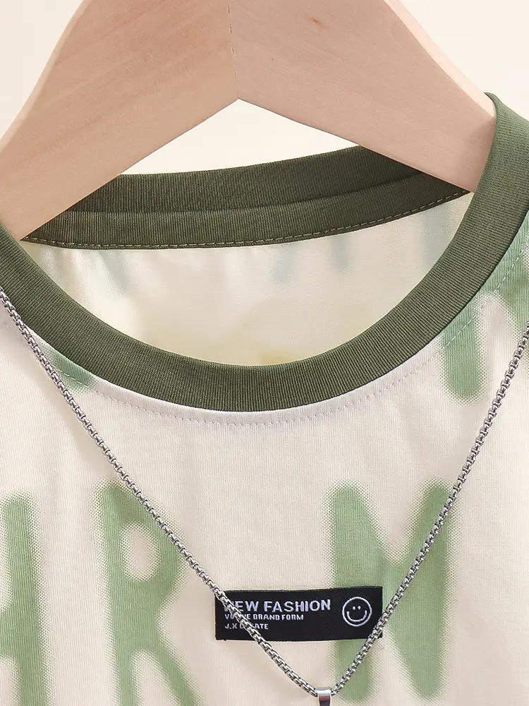7811 Boys T-Shirt Green White 2026 Summer - Image 6
