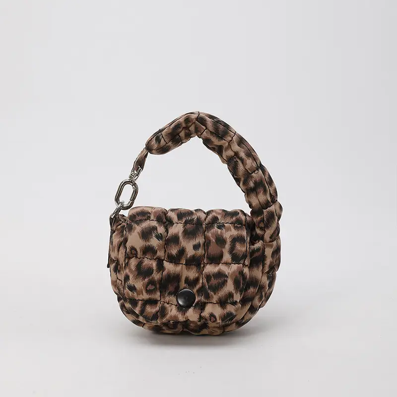 Leopard Print Braided Handle Shoulder Messenger Bag - Image 11