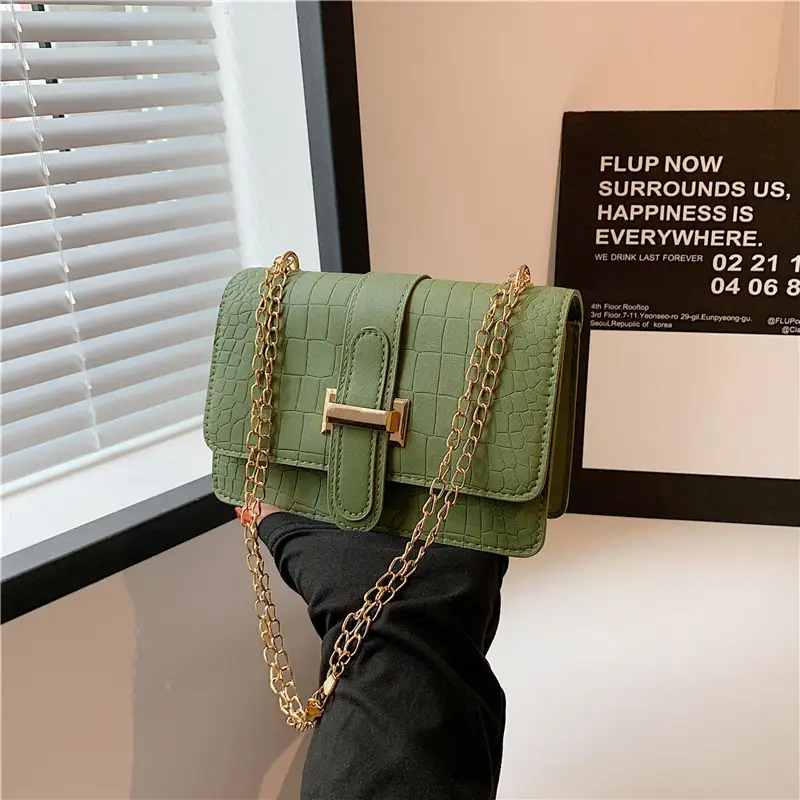 Women's Cream Chain Crossbody Bag with Gold Chain - Image 6