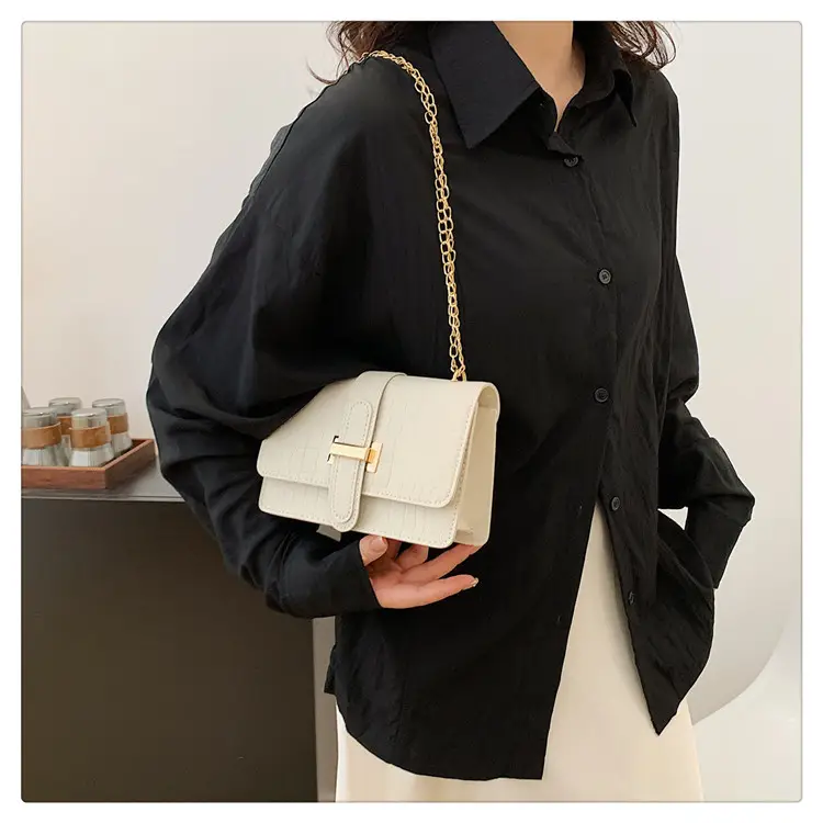 Women's Cream Chain Crossbody Bag with Gold Chain — feature 23