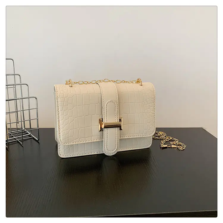 Women's Cream Chain Crossbody Bag with Gold Chain — feature 27
