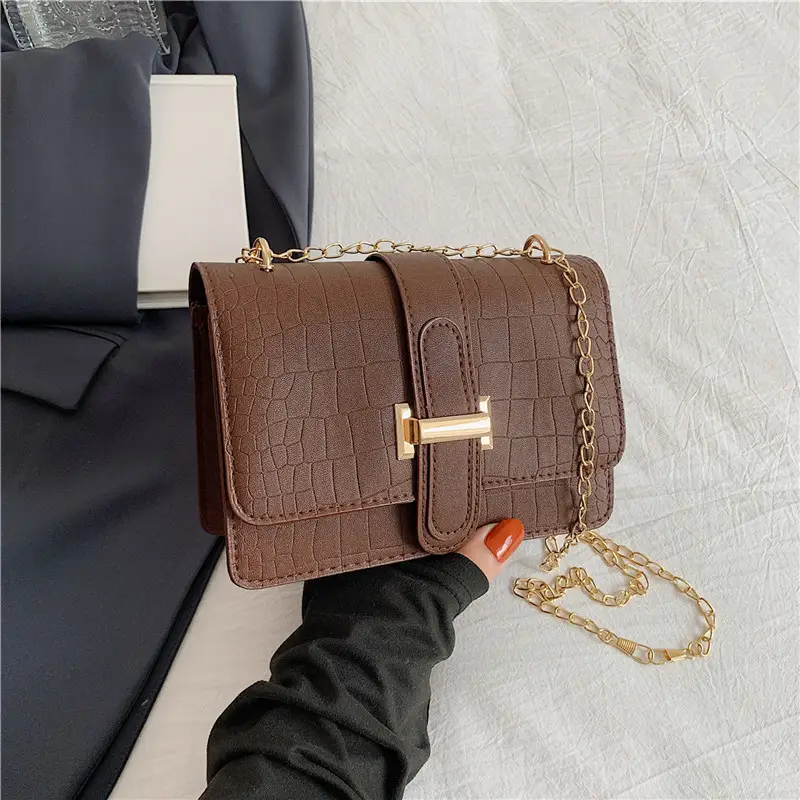 Women's Cream Chain Crossbody Bag with Gold Chain - Image 2