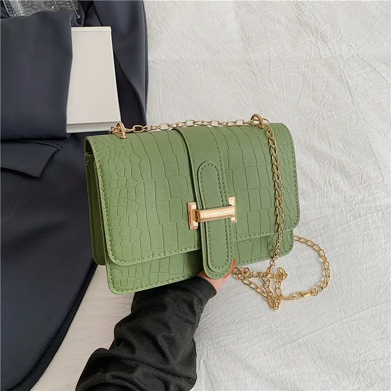 Women's Cream Chain Crossbody Bag with Gold Chain - Image 3