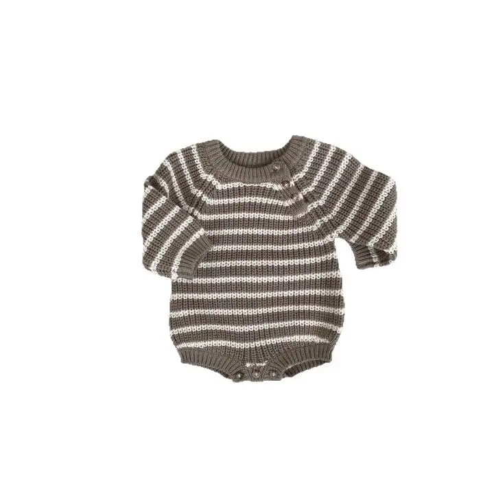 Striped Knitted Baby Boy Suit with Bow