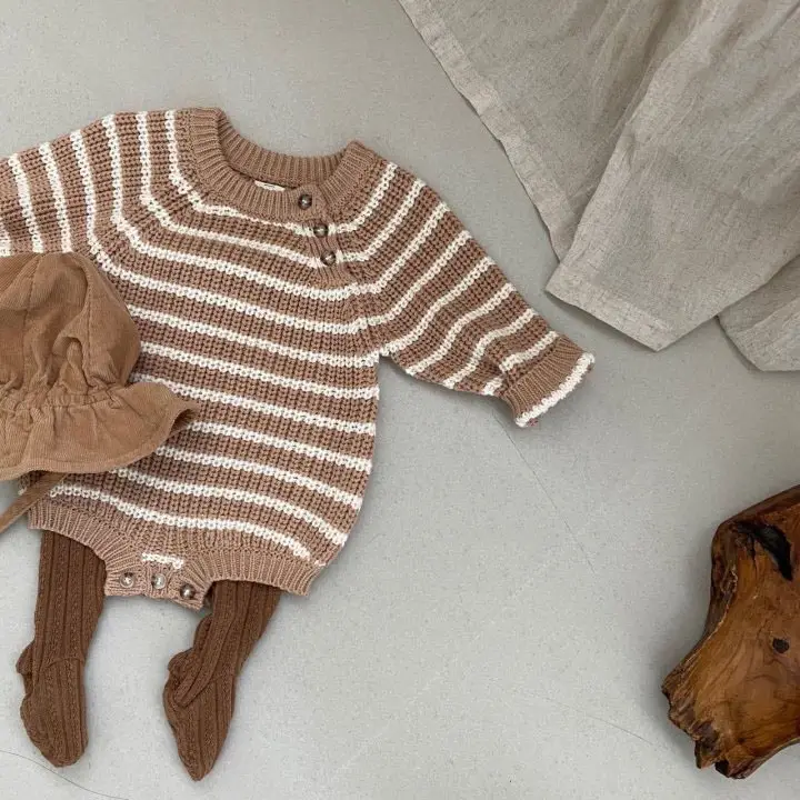 Striped Knitted Baby Boy Suit with Bow — feature 15