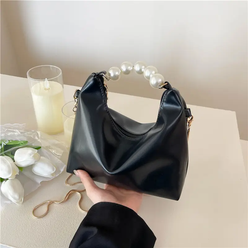 White Pearl Handle Shoulder Bag for Women - Image 10