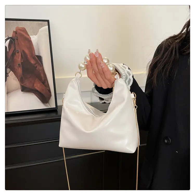 White Pearl Handle Shoulder Bag for Women — feature 13