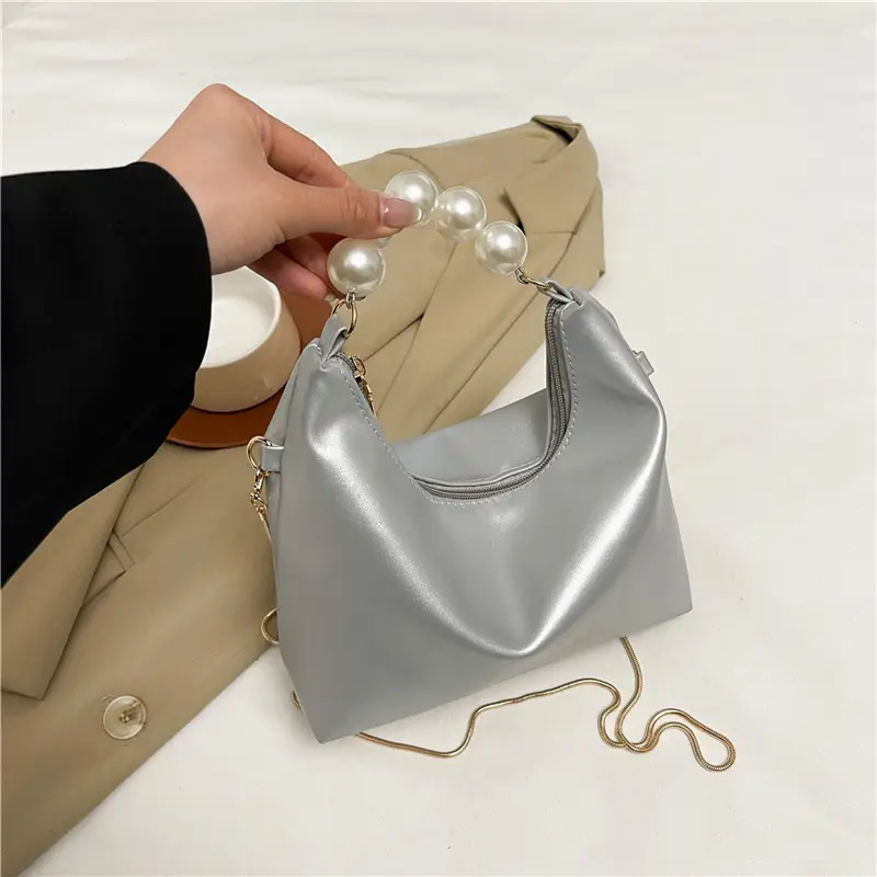 White Pearl Handle Shoulder Bag for Women - Image 5
