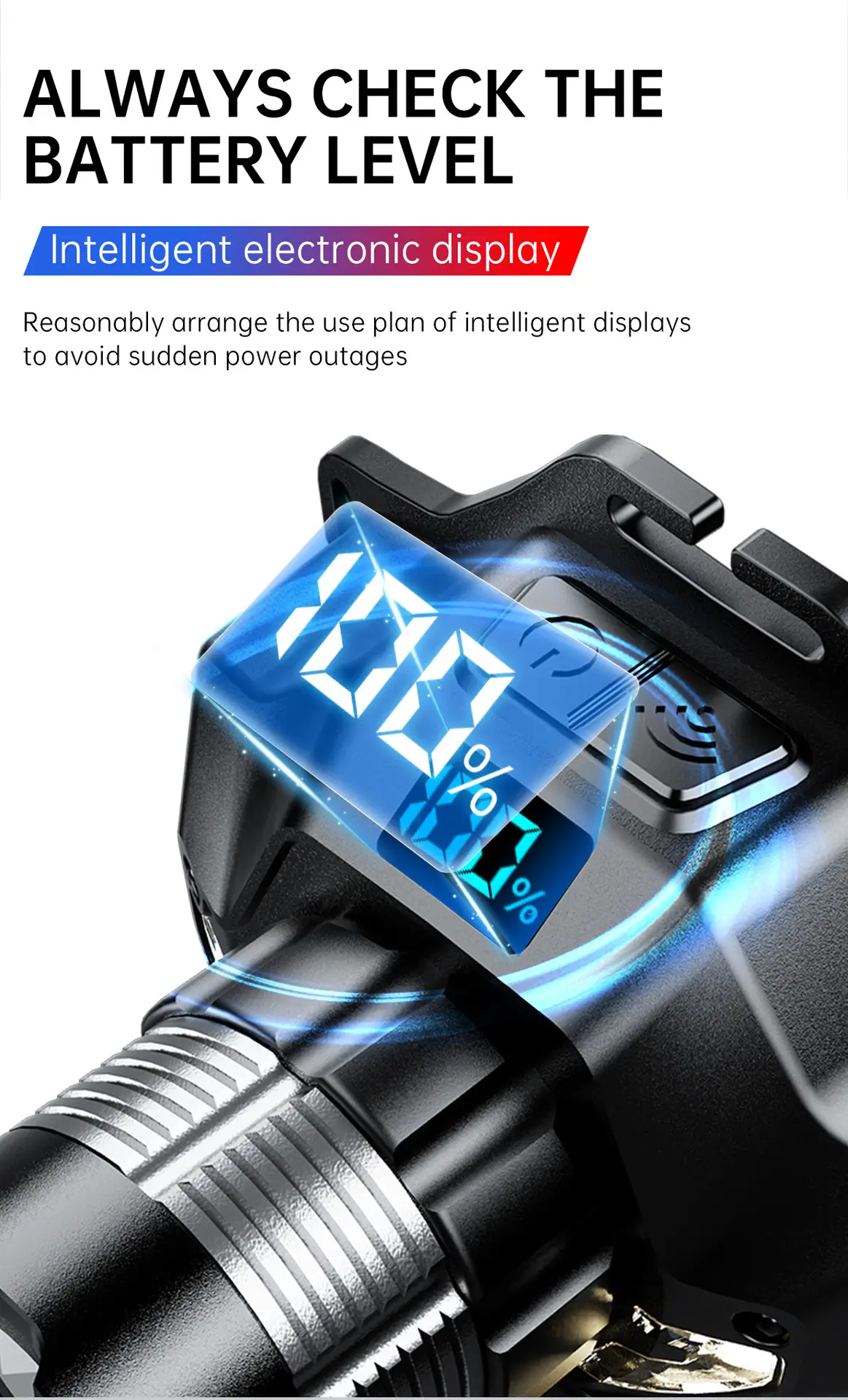 Rechargeable LED Headlamp with Digital Display 100lm β feature 11