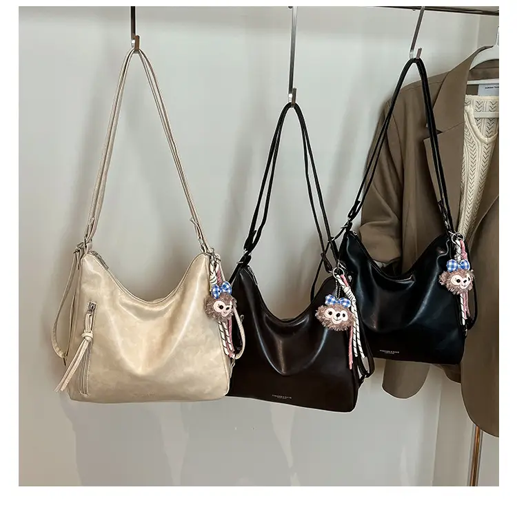 Women Large Capacity Soft Leather Shoulder Bag Tan 2025 — feature 16