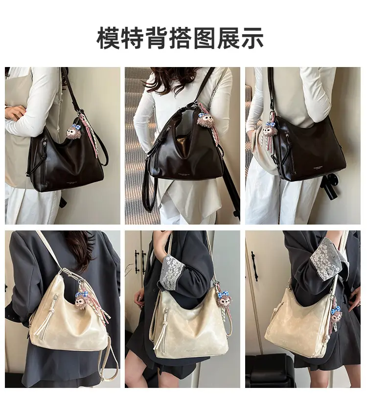 Women Large Capacity Soft Leather Shoulder Bag Tan 2025 — feature 6