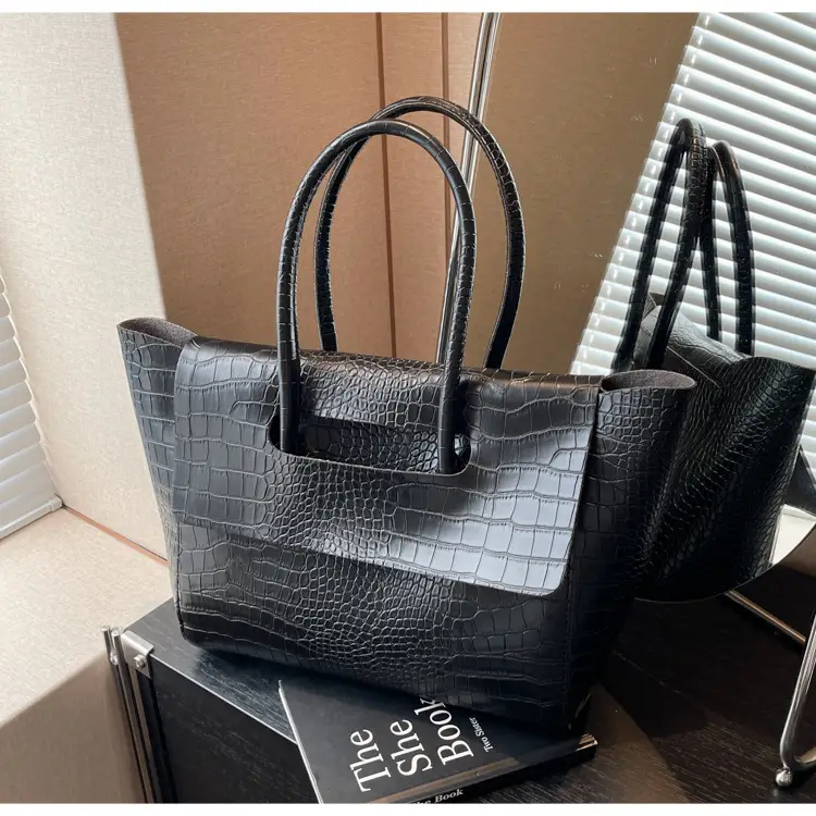 Brown Croc Leather Tote Bag for Women Large Capacity — feature 9