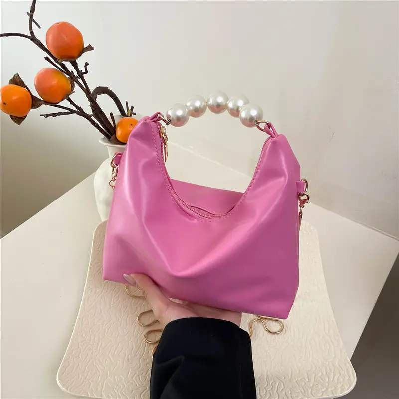 Pink Pearl Handle Shoulder Bag for Women - Image 7