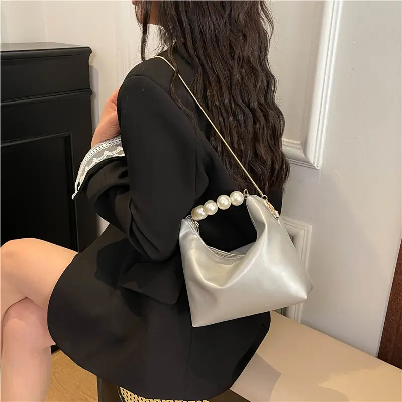 Pink Pearl Handle Shoulder Bag for Women - Image 8