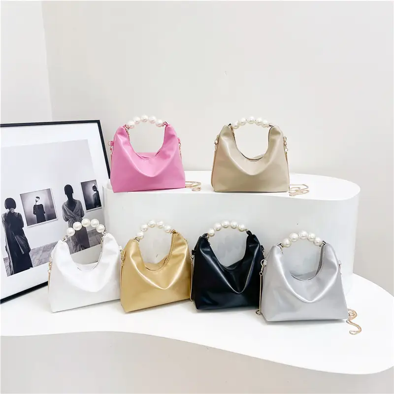 Pink Pearl Handle Shoulder Bag for Women - Image 10