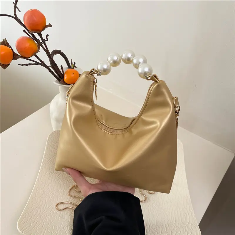 Pink Pearl Handle Shoulder Bag for Women - Image 2