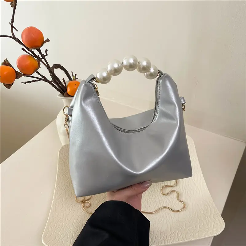 Pink Pearl Handle Shoulder Bag for Women - Image 3