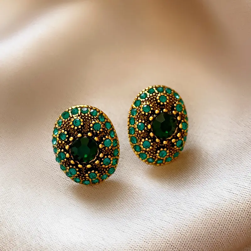 Middle Ancient vintage Silver Needle Diamond Pearl Earrings Vintage Elegant Earrings Light Luxury High-end Personalized Earrings for Women
