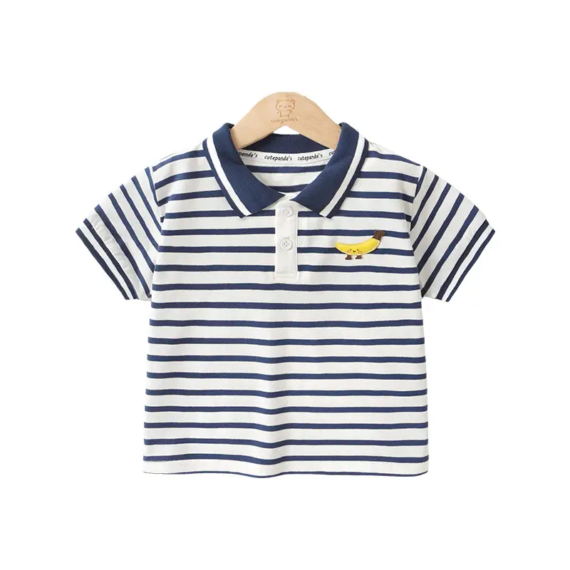 Kaka Panda Boys Striped Polo Shirt Summer Wear - Image 3