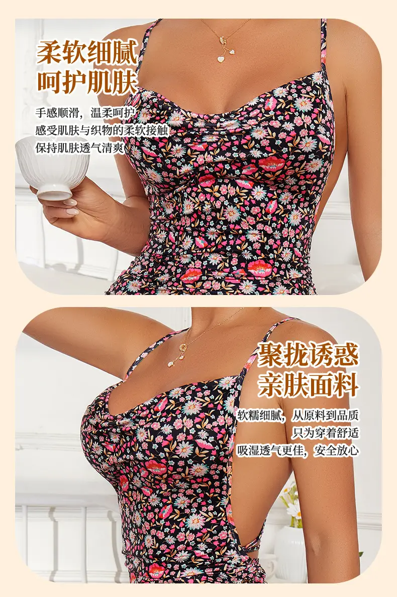 Cross-Border Floral Cross Strap Backless Lingerie Dress — feature 14