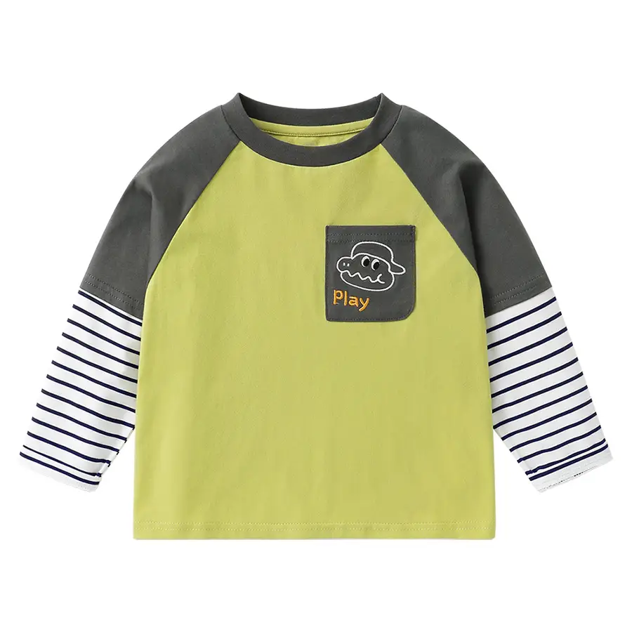 Kids Two-Piece Raglan Sleeve T-Shirt Purple Gray Play Design - Image 7