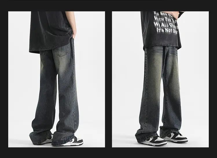 Men Wide Leg Washed Jeans Dark Blue Summer — feature 19