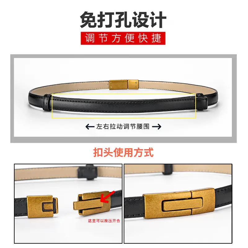 Women's Genuine Leather Belt with Gold Clasp - Image 8