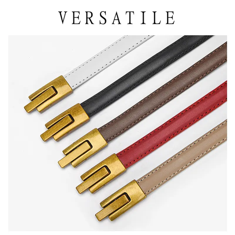 Women's Genuine Leather Belt with Gold Clasp - Image 9