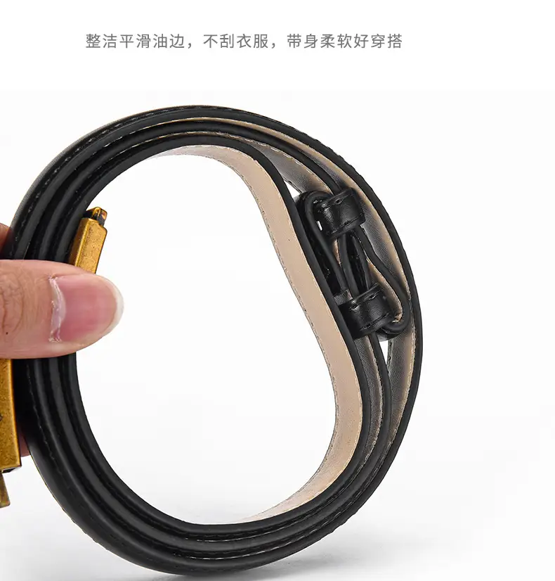 Women's Genuine Leather Belt with Gold Clasp — feature 11