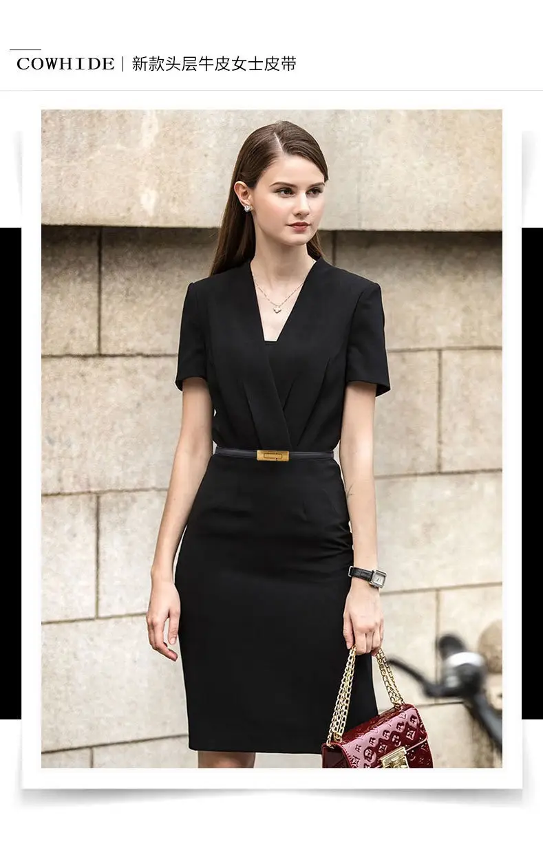 Women's Genuine Leather Belt with Gold Clasp — feature 13
