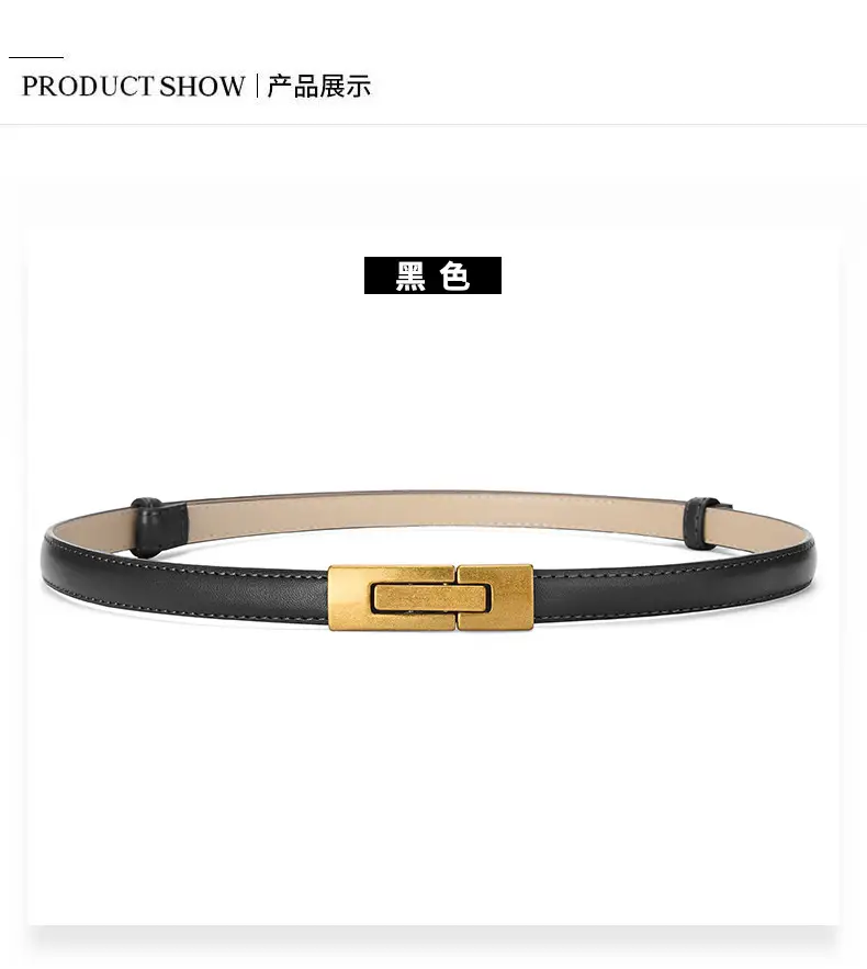 Women's Genuine Leather Belt with Gold Clasp — feature 16