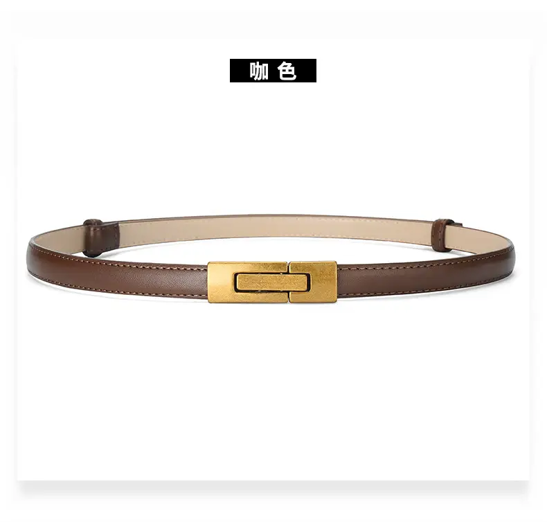 Women's Genuine Leather Belt with Gold Clasp — feature 17
