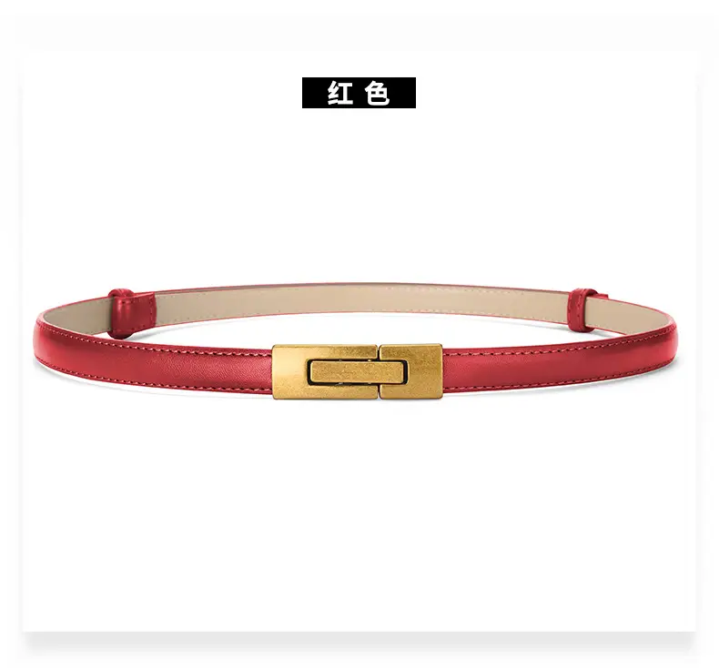 Women's Genuine Leather Belt with Gold Clasp — feature 19