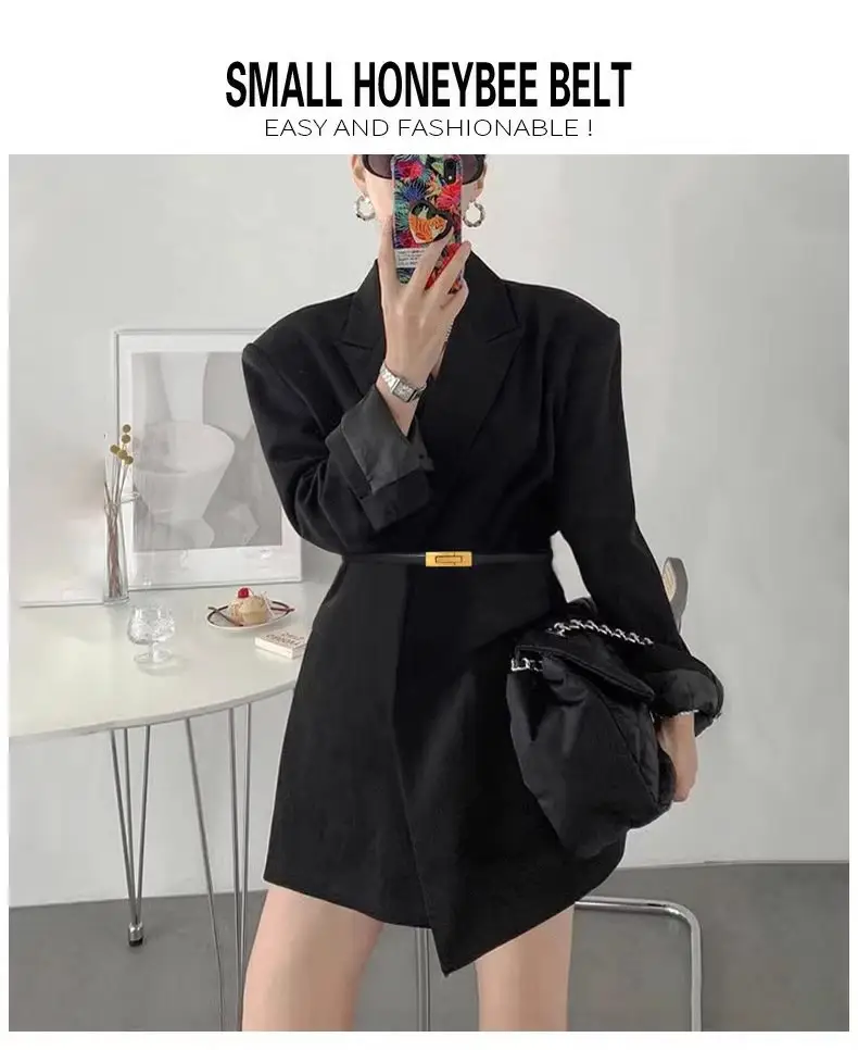 Women's Genuine Leather Belt with Gold Clasp — feature 2